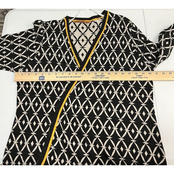 Belldini Women's Open Front Long Cardigan Black Cream Gold Yellow Size XL *READ* - Picture 9 of 12